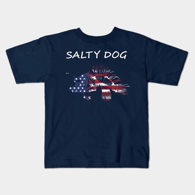 Salty Dog Painted American Flag Deep Sea Angler Skeleton Kids T-Shirt by Sneek661